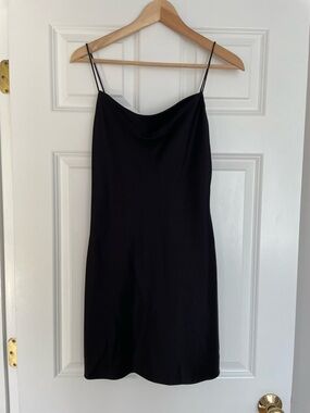 Alice + Olivia Black Mini Slip Dress with Thin Straps